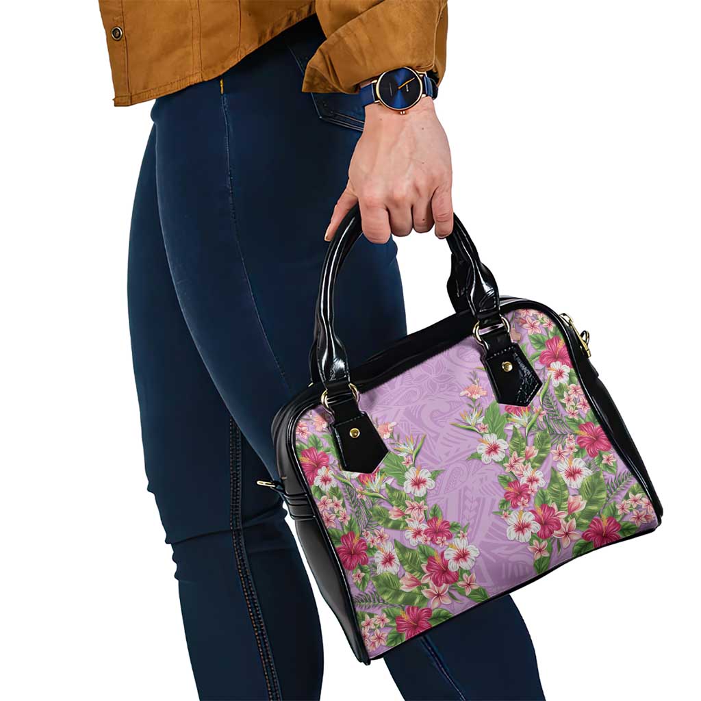 Hawaii Tropical Flowers Shoulder Handbag Lavender Polynesian Tattoo Art LT05 - Polynesian Pride