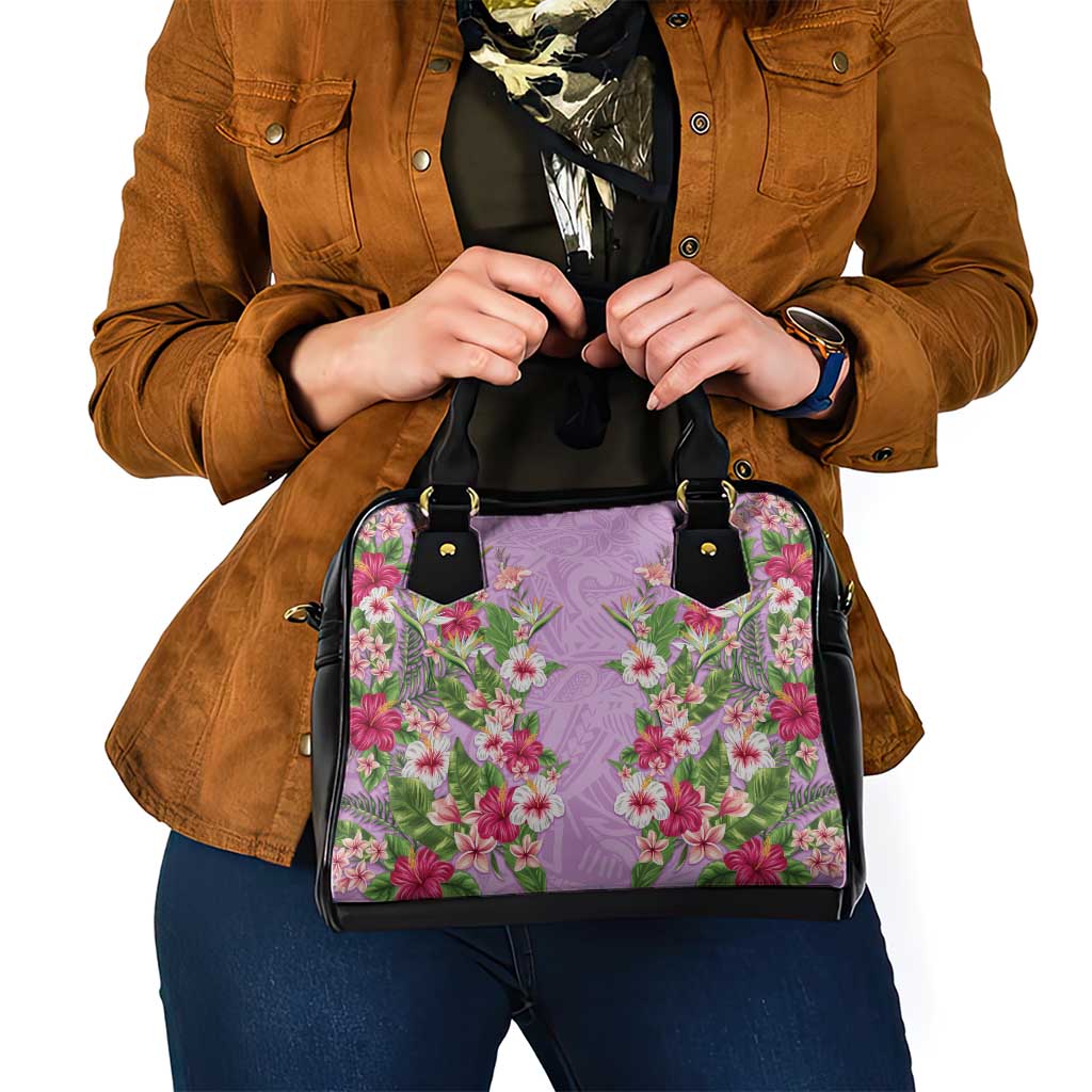 Hawaii Tropical Flowers Shoulder Handbag Lavender Polynesian Tattoo Art LT05 - Polynesian Pride