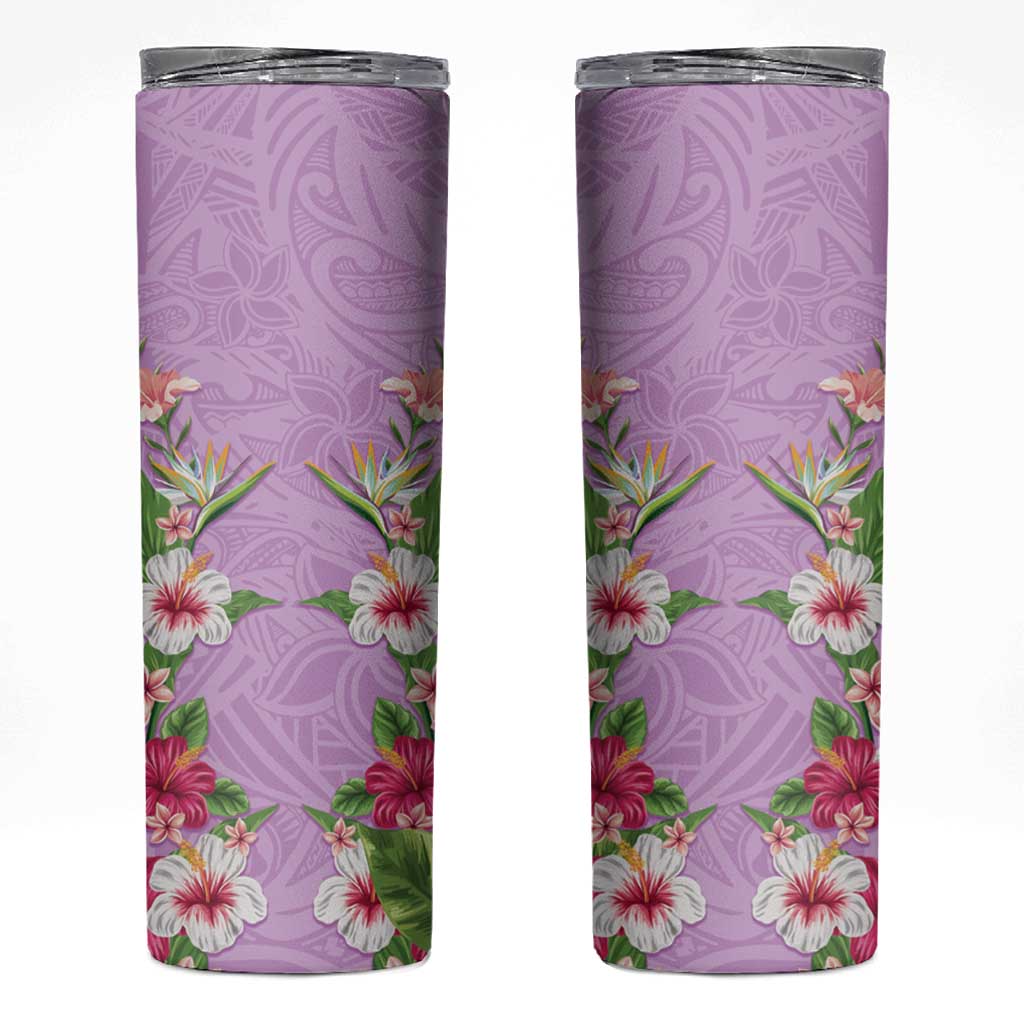 Hawaii Tropical Flowers Skinny Tumbler Lavender Polynesian Tattoo Art LT05 Lavender - Polynesian Pride