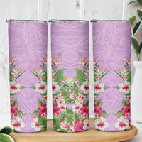 Hawaii Tropical Flowers Skinny Tumbler Lavender Polynesian Tattoo Art LT05 - Polynesian Pride