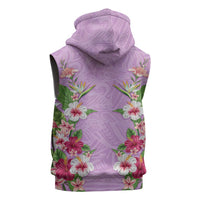 Hawaii Tropical Flowers Sleeveless Zip Hoodie Lavender Polynesian Tattoo Art LT05 - Polynesian Pride