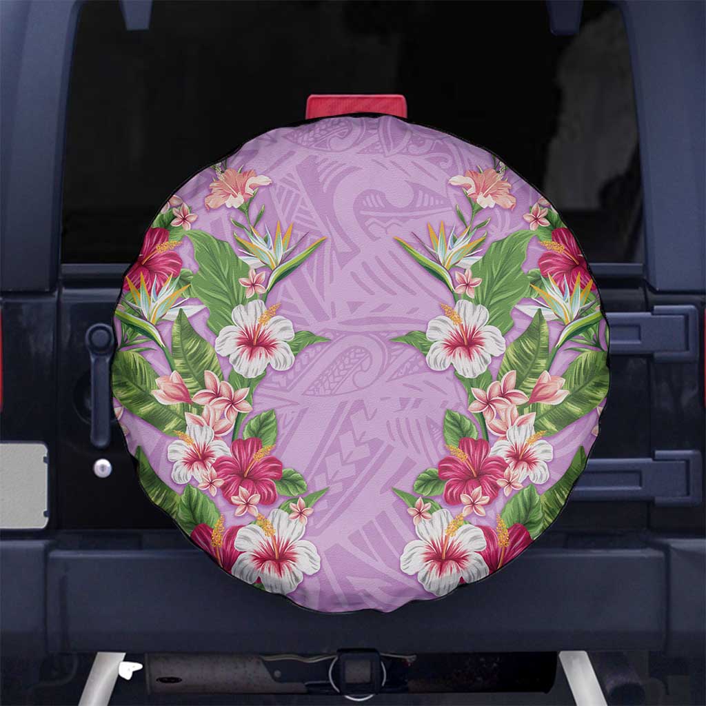 Hawaii Tropical Flowers Spare Tire Cover Lavender Polynesian Tattoo Art LT05 No hole Lavender - Polynesian Pride