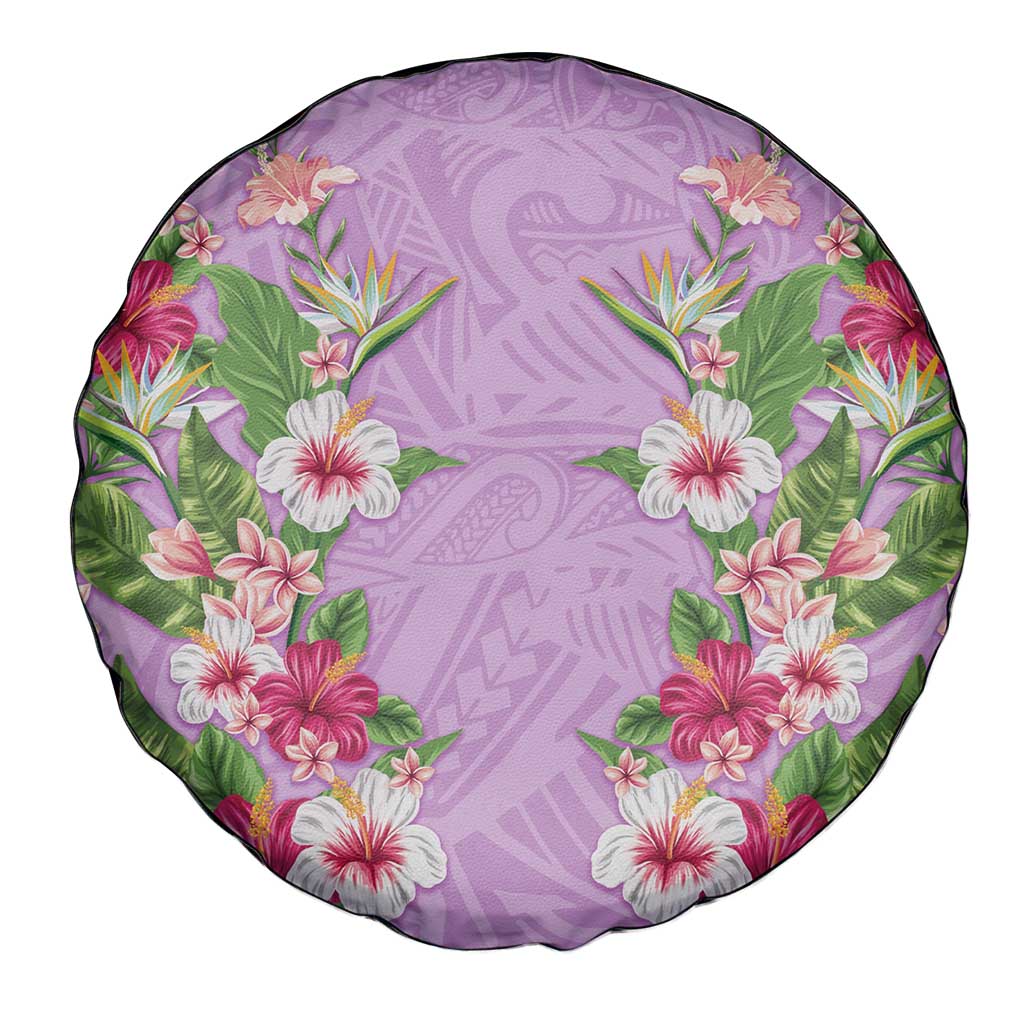 Hawaii Tropical Flowers Spare Tire Cover Lavender Polynesian Tattoo Art LT05 - Polynesian Pride
