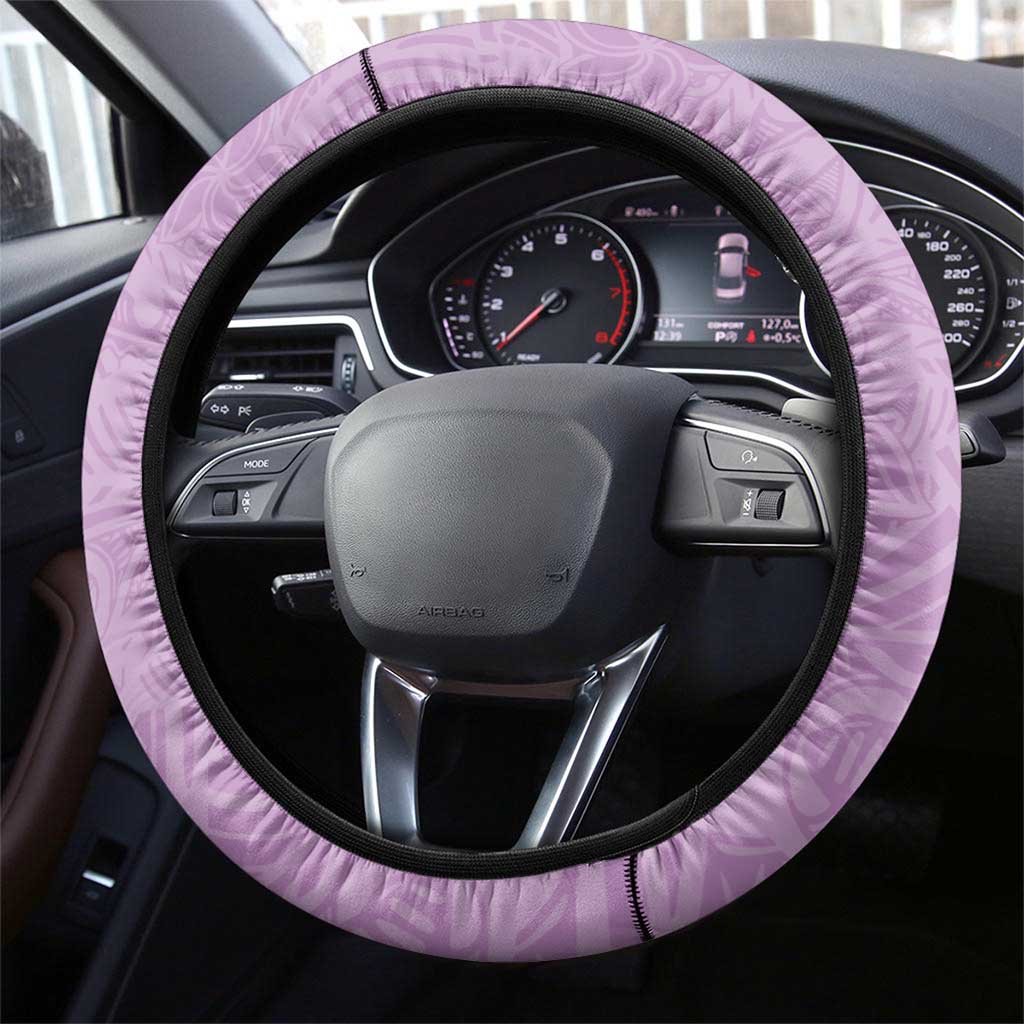 Hawaii Tropical Flowers Steering Wheel Cover Lavender Polynesian Tattoo Art LT05 - Polynesian Pride