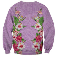 Hawaii Tropical Flowers Sweatshirt Lavender Polynesian Tattoo Art LT05 - Polynesian Pride