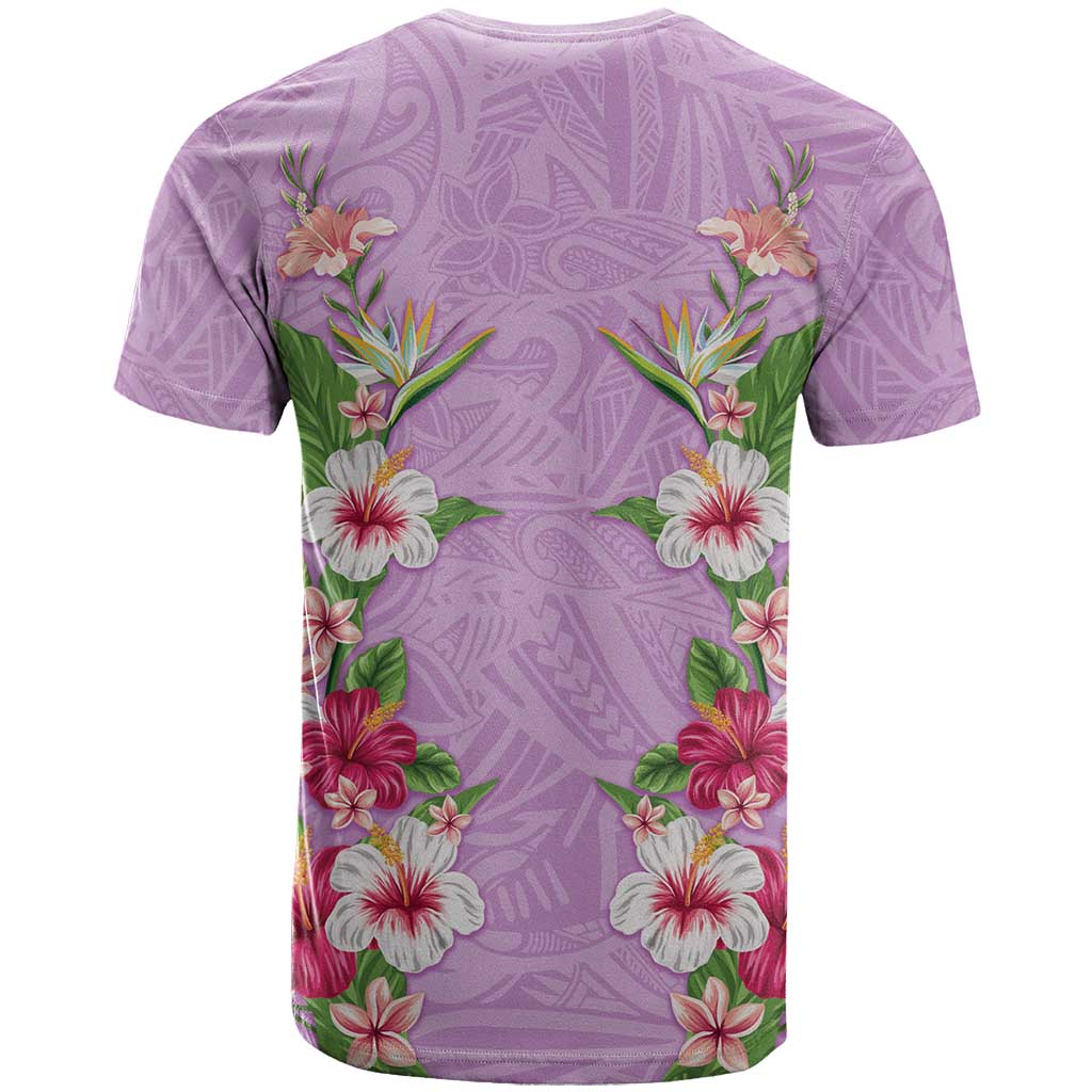 Hawaii Tropical Flowers T Shirt Lavender Polynesian Tattoo Art LT05 - Polynesian Pride
