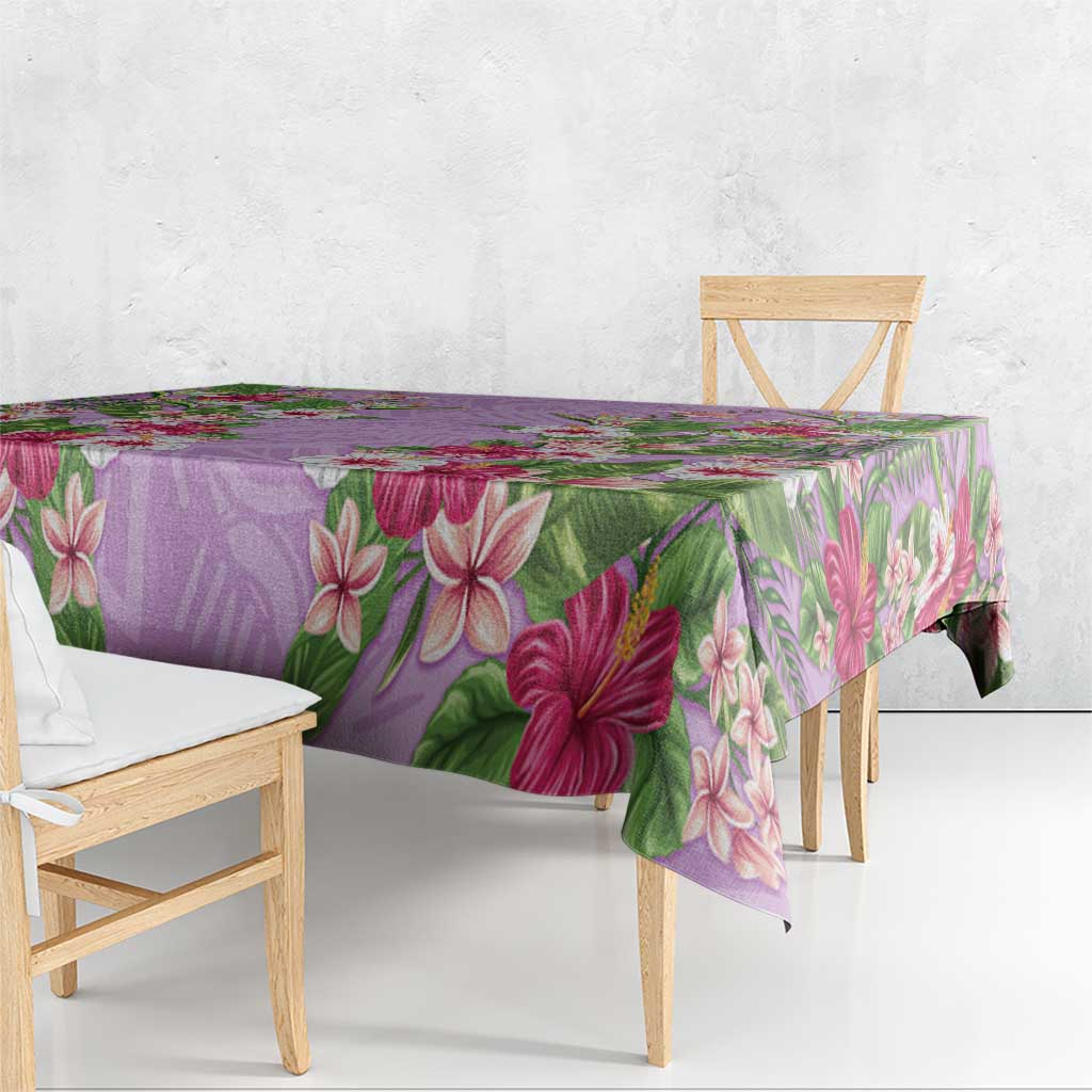 Hawaii Tropical Flowers Tablecloth Lavender Polynesian Tattoo Art LT05 - Polynesian Pride