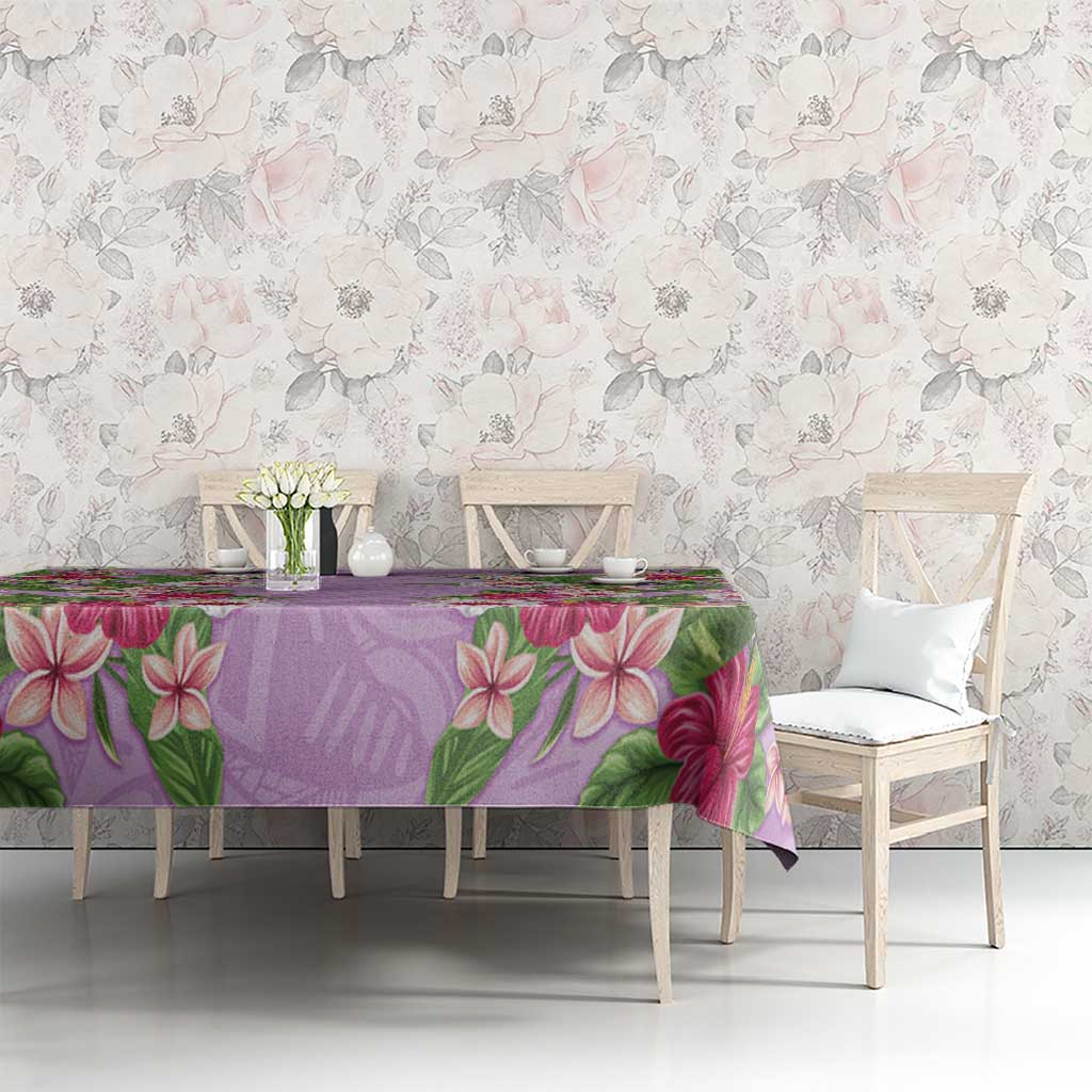 Hawaii Tropical Flowers Tablecloth Lavender Polynesian Tattoo Art LT05 - Polynesian Pride