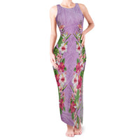 Hawaii Tropical Flowers Tank Maxi Dress Lavender Polynesian Tattoo Art