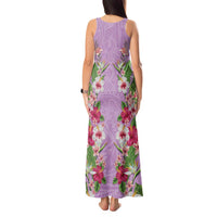 Hawaii Tropical Flowers Tank Maxi Dress Lavender Polynesian Tattoo Art