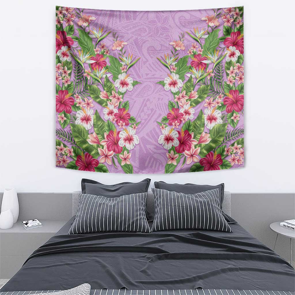 Hawaii Tropical Flowers Tapestry Lavender Polynesian Tattoo Art LT05 - Polynesian Pride