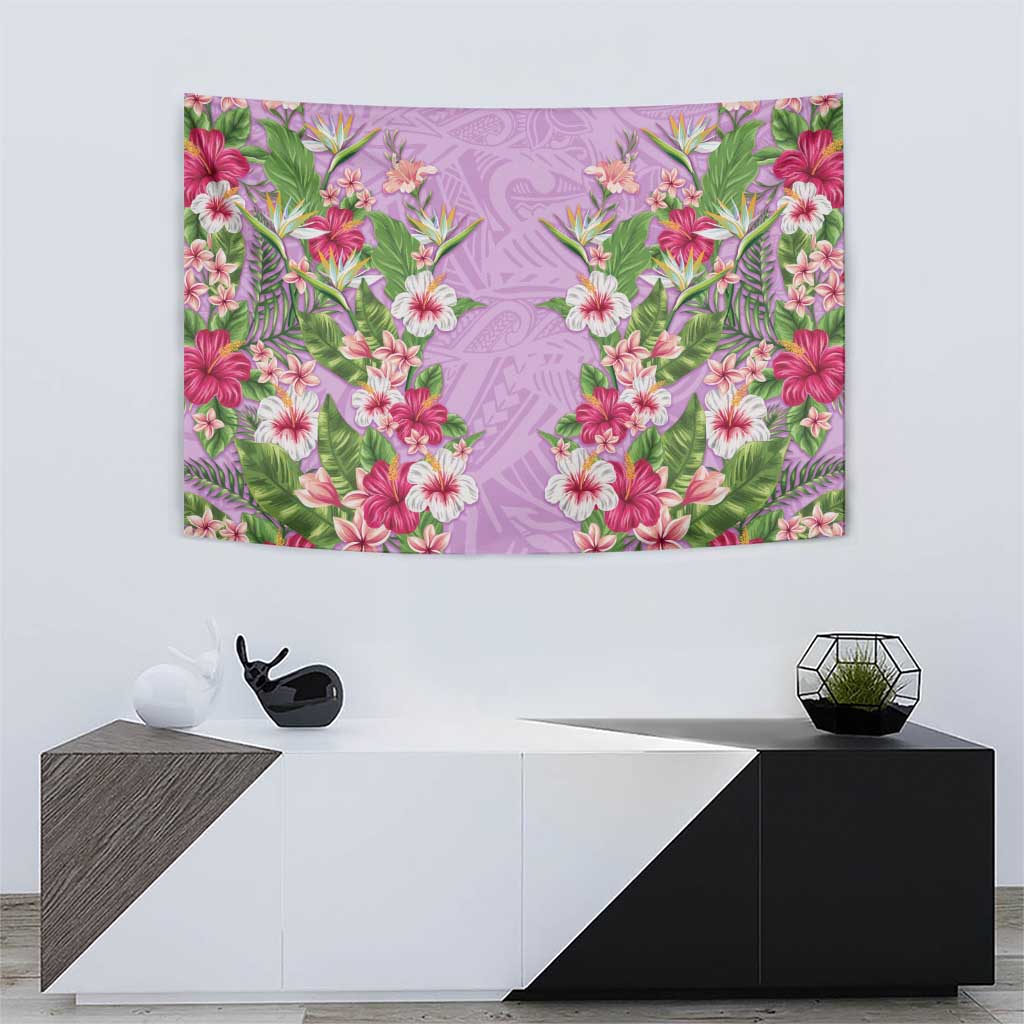Hawaii Tropical Flowers Tapestry Lavender Polynesian Tattoo Art LT05 - Polynesian Pride