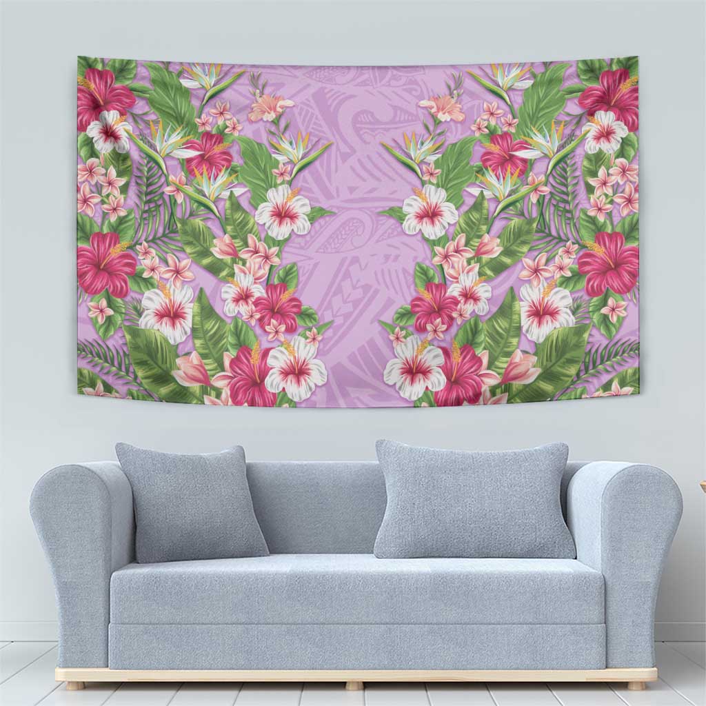 Hawaii Tropical Flowers Tapestry Lavender Polynesian Tattoo Art LT05 - Polynesian Pride