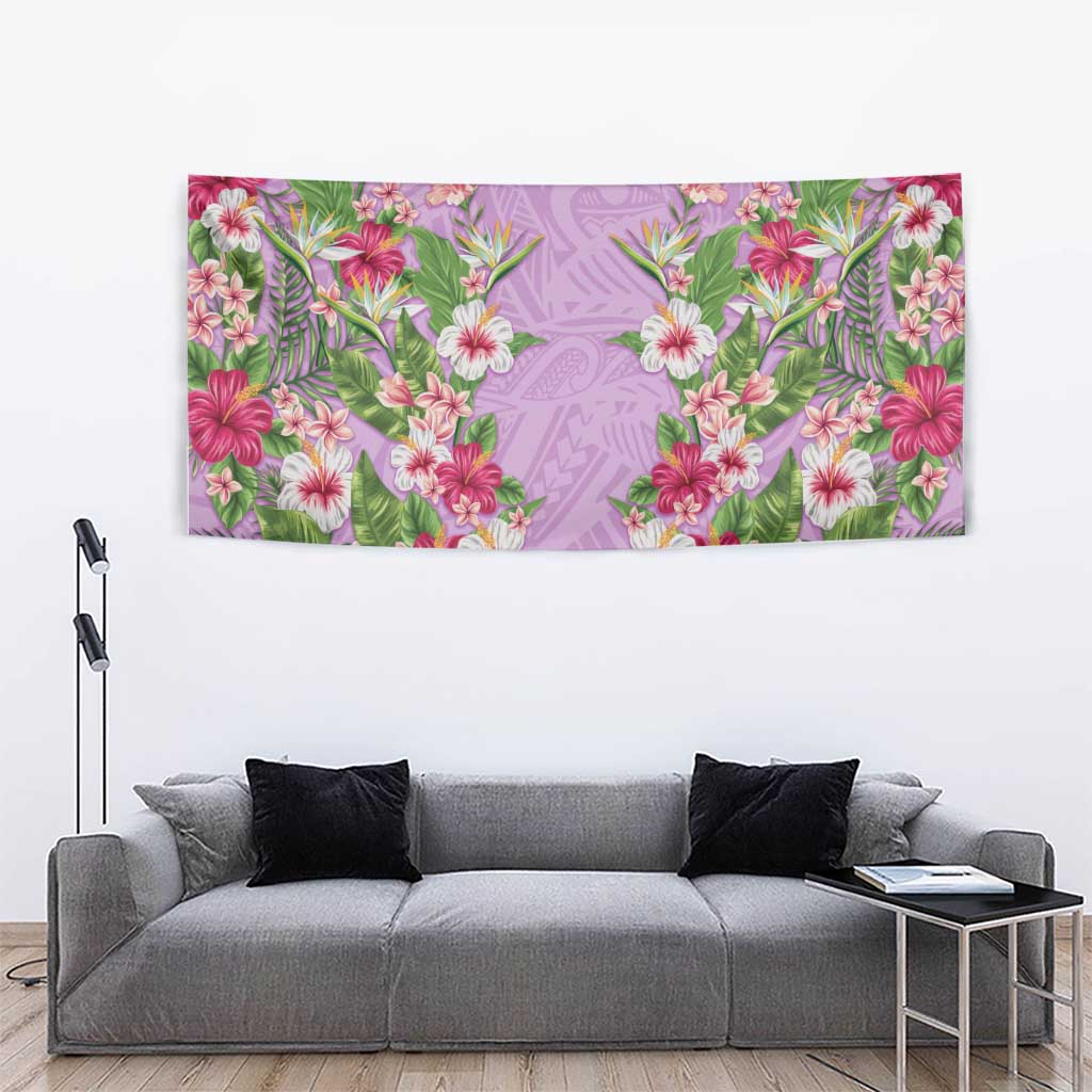 Hawaii Tropical Flowers Tapestry Lavender Polynesian Tattoo Art LT05 - Polynesian Pride