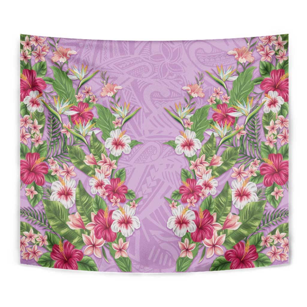 Hawaii Tropical Flowers Tapestry Lavender Polynesian Tattoo Art LT05 - Polynesian Pride