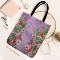Hawaii Tropical Flowers Tote Bag Lavender Polynesian Tattoo Art LT05 Black Strap One Size Lavender - Polynesian Pride