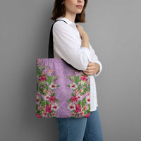 Hawaii Tropical Flowers Tote Bag Lavender Polynesian Tattoo Art LT05 - Polynesian Pride