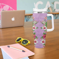 Hawaii Tropical Flowers Tumbler With Handle Lavender Polynesian Tattoo Art LT05 - Polynesian Pride