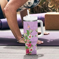 Hawaii Tropical Flowers Tumbler With Handle Lavender Polynesian Tattoo Art LT05 - Polynesian Pride