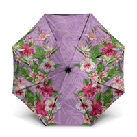 Hawaii Tropical Flowers Umbrella Lavender Polynesian Tattoo Art LT05 One Size Folded 11.42 inch Opened Diameter 37.4 inch Lavender - Polynesian Pride