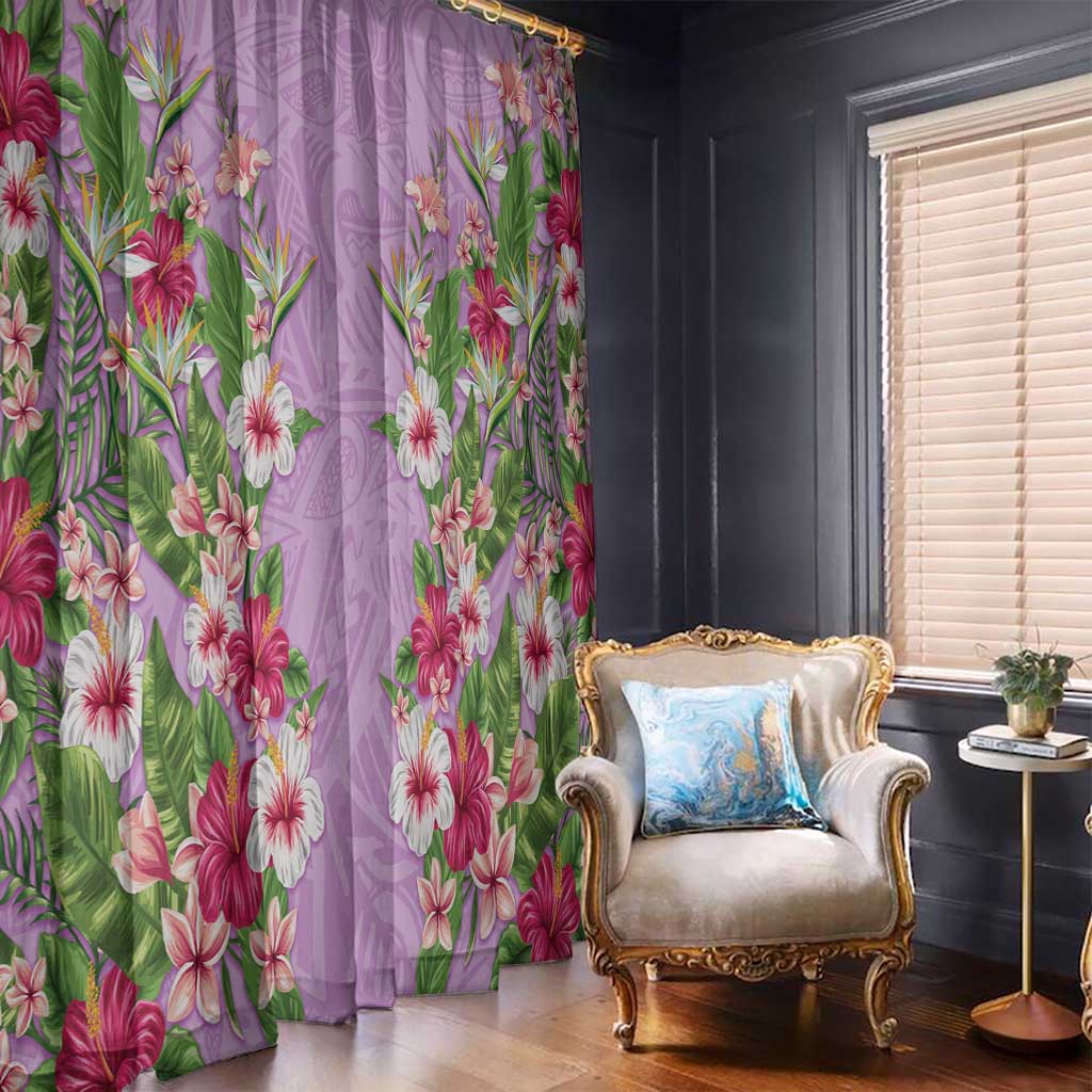 Hawaii Tropical Flowers Window Curtain Lavender Polynesian Tattoo Art LT05 - Polynesian Pride