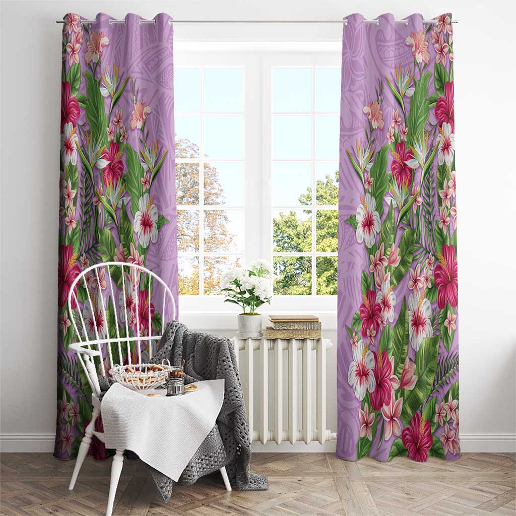 Hawaii Tropical Flowers Window Curtain Lavender Polynesian Tattoo Art LT05 - Polynesian Pride