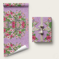 Hawaii Tropical Flowers Wrapping Paper Lavender Polynesian Tattoo Art LT05 58" × 23" Lavender - Polynesian Pride
