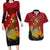 Personalized Papua New Guinea Couples Matching Long Sleeve Bodycon Dress and Hawaiian Shirt Bird Of Paradise Hibiscus With Motuan Pattern LT05 Red - Polynesian Pride