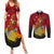 Personalized Papua New Guinea Couples Matching Summer Maxi Dress and Long Sleeve Button Shirts Bird Of Paradise Hibiscus With Motuan Pattern LT05 Red - Polynesian Pride