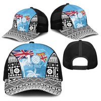 Fiji Day 2026 Baseball Net Cap Masi Tapa Pattern With Palm Tree LT05 - Polynesian Pride