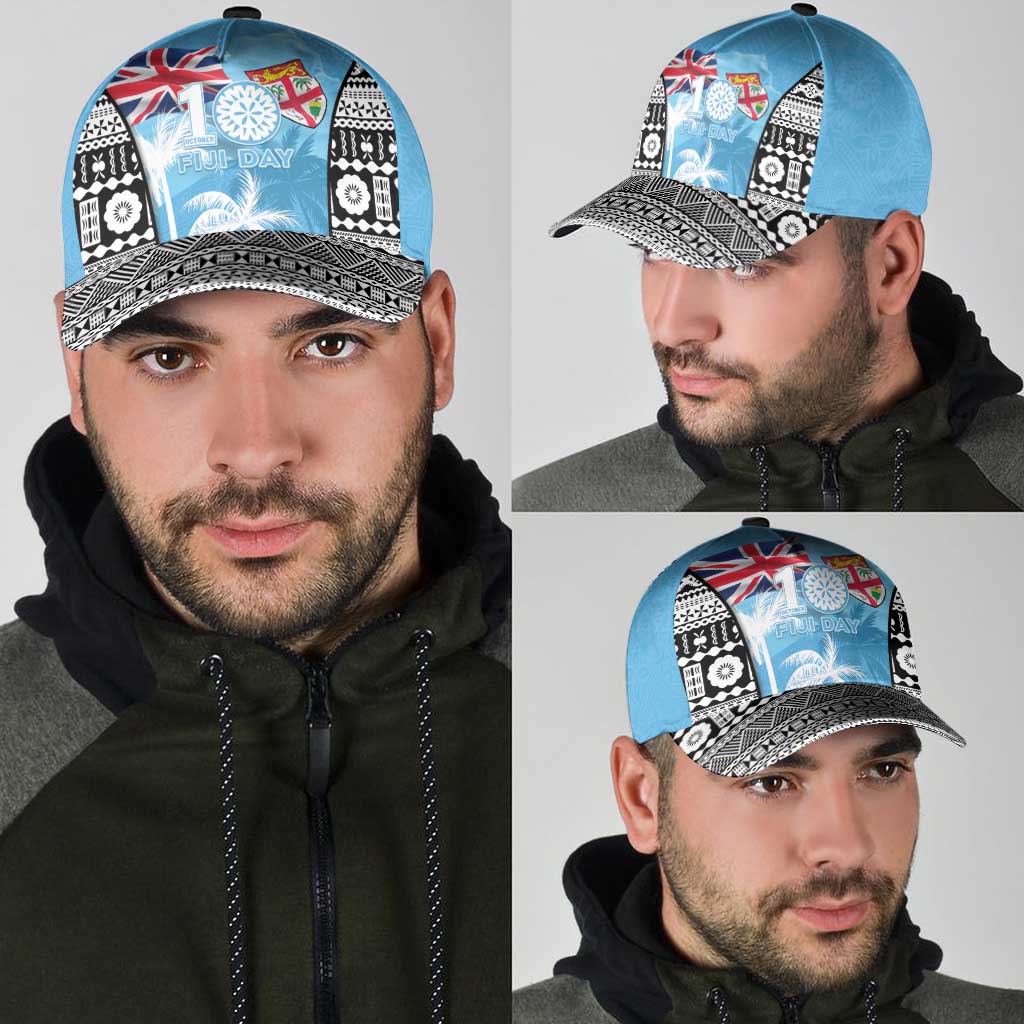 Fiji Day 2026 Classic Cap Masi Tapa Pattern With Palm Tree LT05 - Polynesian Pride