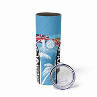 Personalised Fiji Day 2026 Skinny Tumbler Masi Tapa Pattern With Palm Tree LT05 - Polynesian Pride