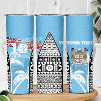 Personalised Fiji Day 2026 Skinny Tumbler Masi Tapa Pattern With Palm Tree LT05 - Polynesian Pride