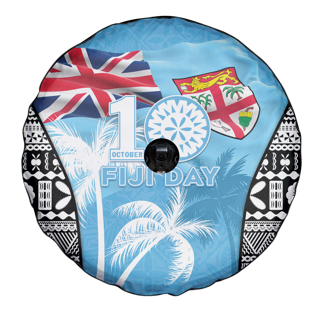 Fiji Day 2026 Spare Tire Cover Masi Tapa Pattern With Palm Tree LT05 - Polynesian Pride