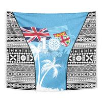 Fiji Day 2026 Tapestry Masi Tapa Pattern With Palm Tree LT05 - Polynesian Pride