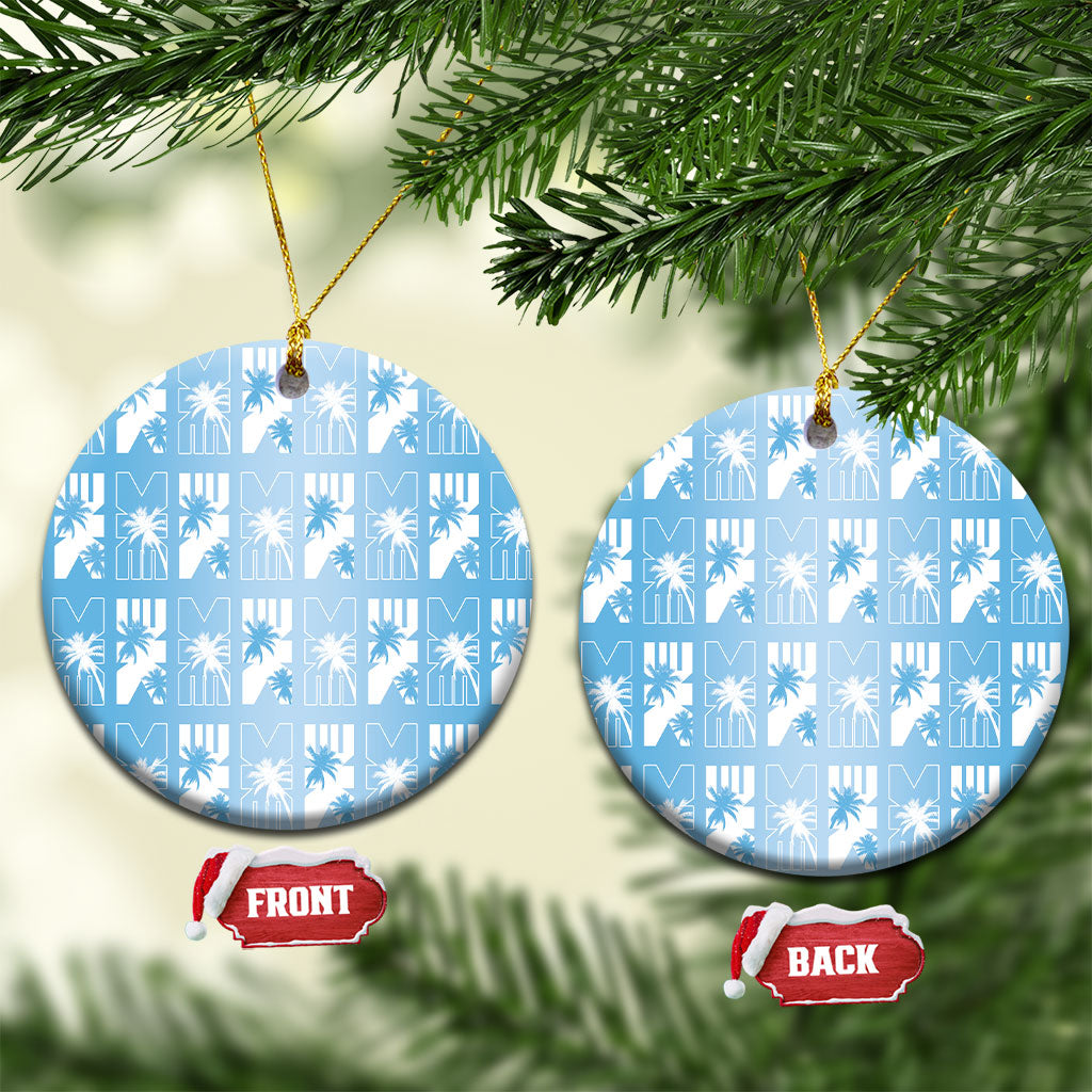 Bula Fiji Ceramic Ornament Blue Makare Masi Tapa Pattern