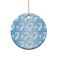 Bula Fiji Ceramic Ornament Blue Makare Masi Tapa Pattern LT05 - Polynesian Pride