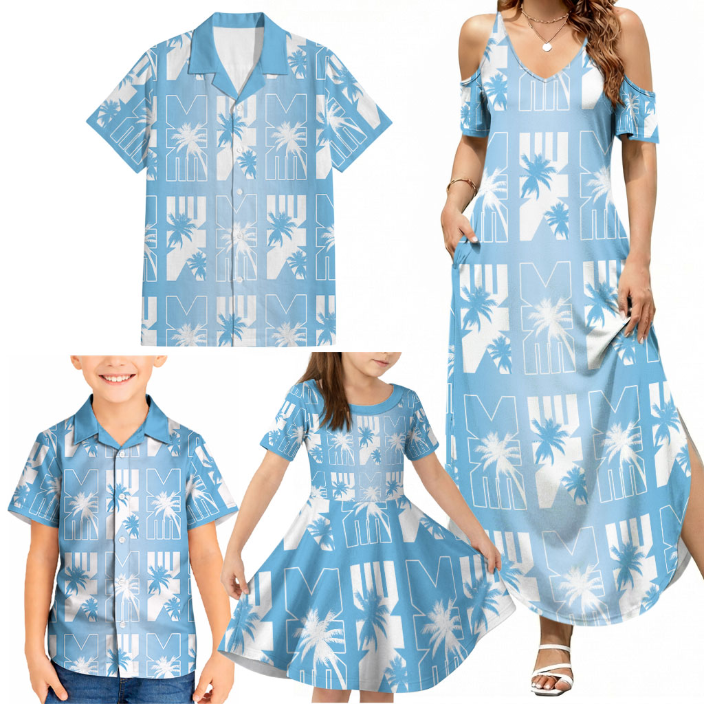 Bula Fiji Family Matching Summer Maxi Dress and Hawaiian Shirt Blue Makare Masi Tapa Pattern LT05 - Polynesian Pride