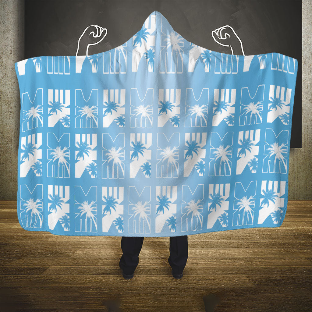 Bula Fiji Hooded Blanket Blue Makare Masi Tapa Pattern LT05 - Polynesian Pride