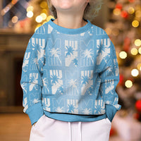 Bula Fiji Kid Ugly Christmas Sweater Blue Makare Masi Tapa Pattern LT05 - Polynesian Pride