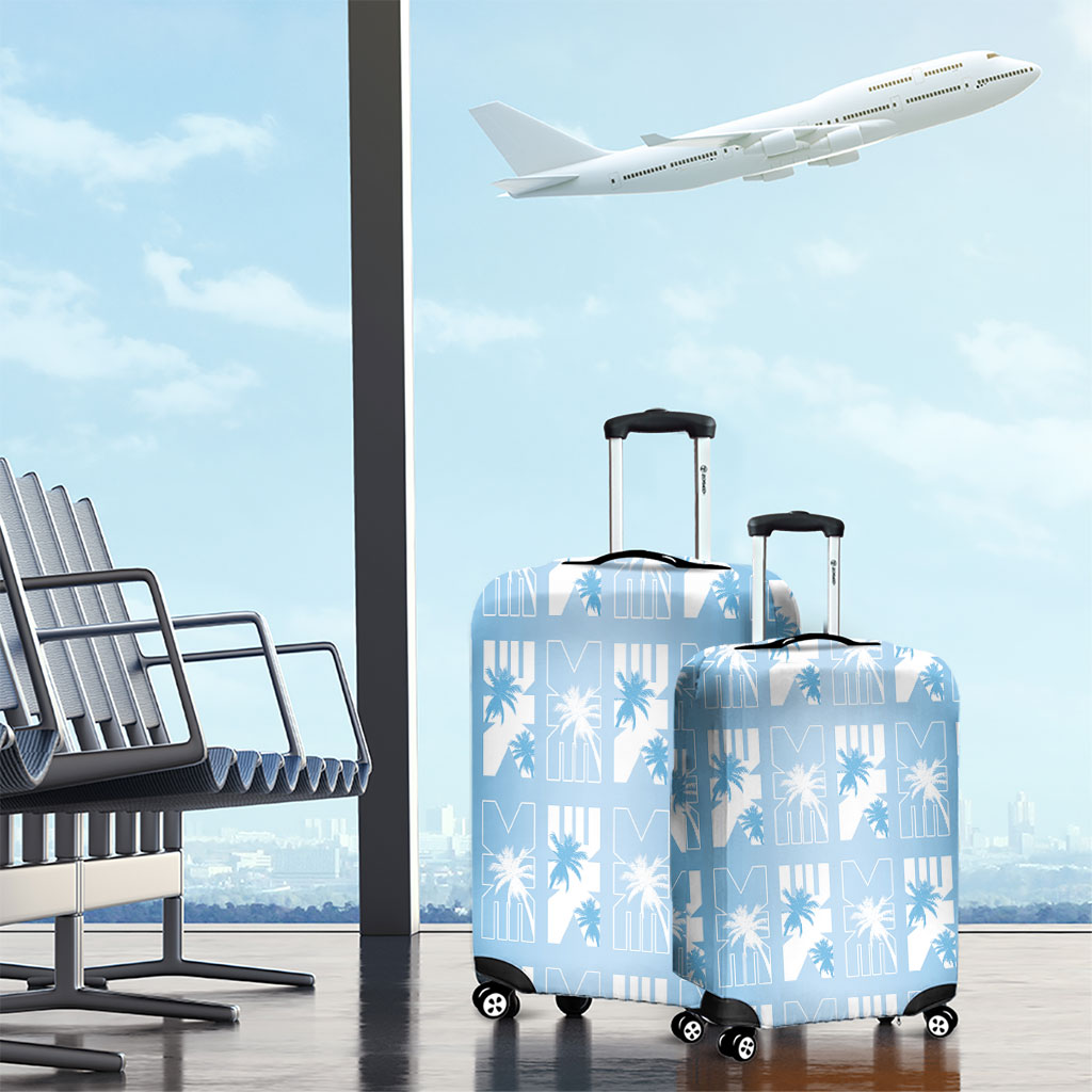 Bula Fiji Luggage Cover Blue Makare Masi Tapa Pattern LT05 - Polynesian Pride