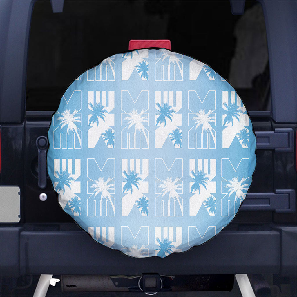Bula Fiji Spare Tire Cover Blue Makare Masi Tapa Pattern