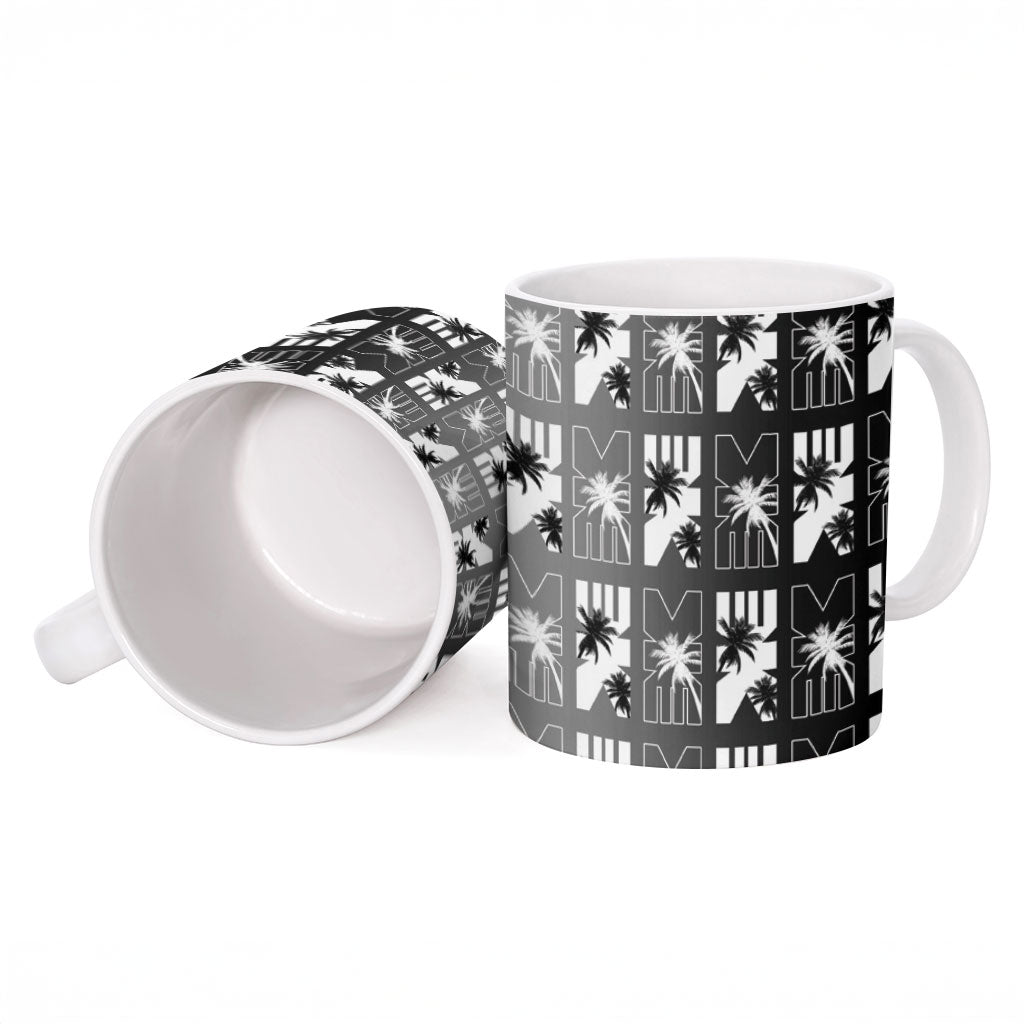 Bula Fiji Ceramic Mug Black Makare Masi Tapa Pattern LT05 - Polynesian Pride