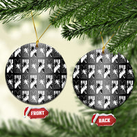 Bula Fiji Ceramic Ornament Black Makare Masi Tapa Pattern LT05 Circle Black - Polynesian Pride