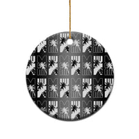 Bula Fiji Ceramic Ornament Black Makare Masi Tapa Pattern LT05 - Polynesian Pride