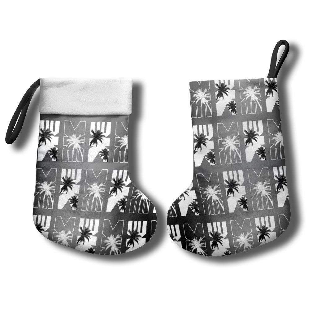 Bula Fiji Christmas Stocking Black Makare Masi Tapa Pattern LT05 - Polynesian Pride