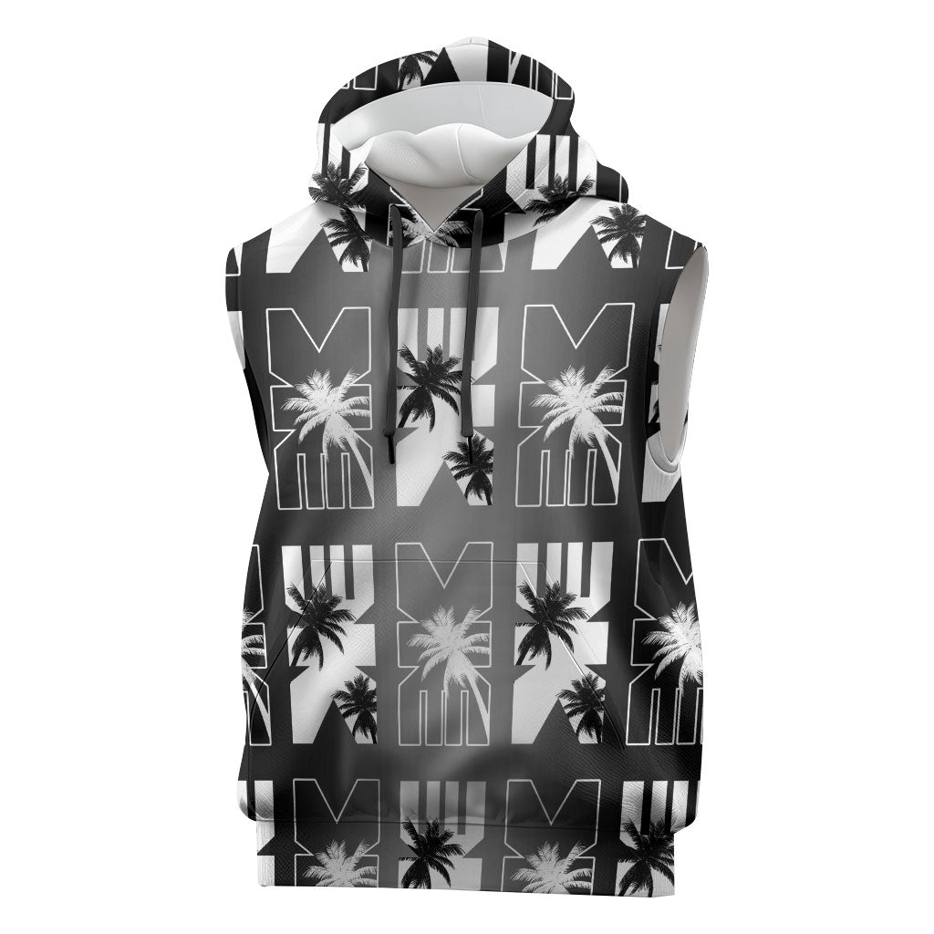 Bula Fiji Sleeveless Hoodie Black Makare Masi Tapa Pattern LT05 Black - Polynesian Pride
