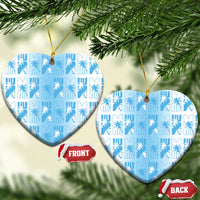 Bula Fiji Ceramic Ornament White Makare Masi Tapa Pattern LT05 Heart White - Polynesian Pride