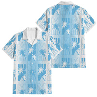 Bula Fiji Family Matching Off Shoulder Short Dress and Hawaiian Shirt White Makare Masi Tapa Pattern LT05 Dad's Shirt - Short Sleeve White - Polynesian Pride