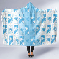 Bula Fiji Hooded Blanket White Makare Masi Tapa Pattern LT05 One Size White - Polynesian Pride